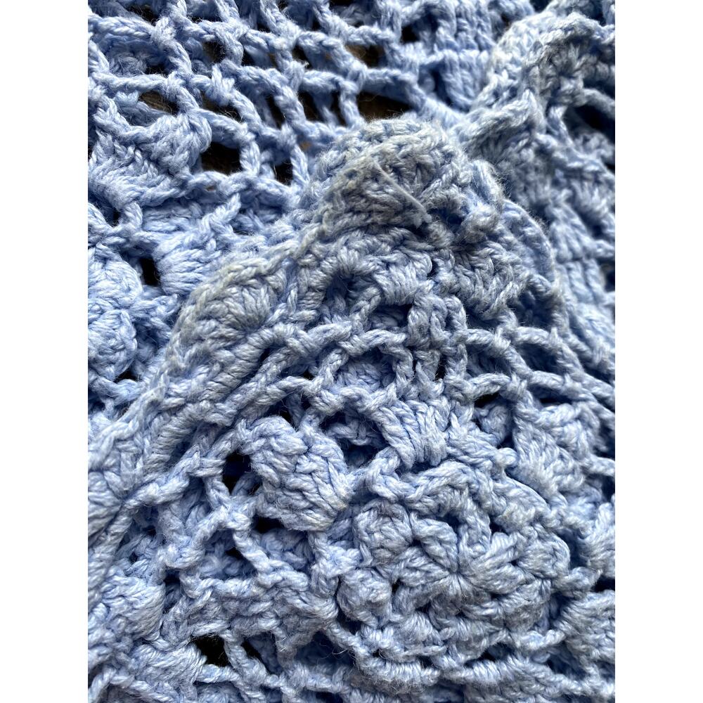 Y2K Crochet Long Sleeve Top - Baby Blue - Women's Small - Picture 5 of 8